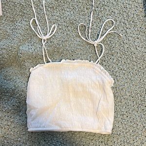 Forever 21 white crop top with tie shoulders